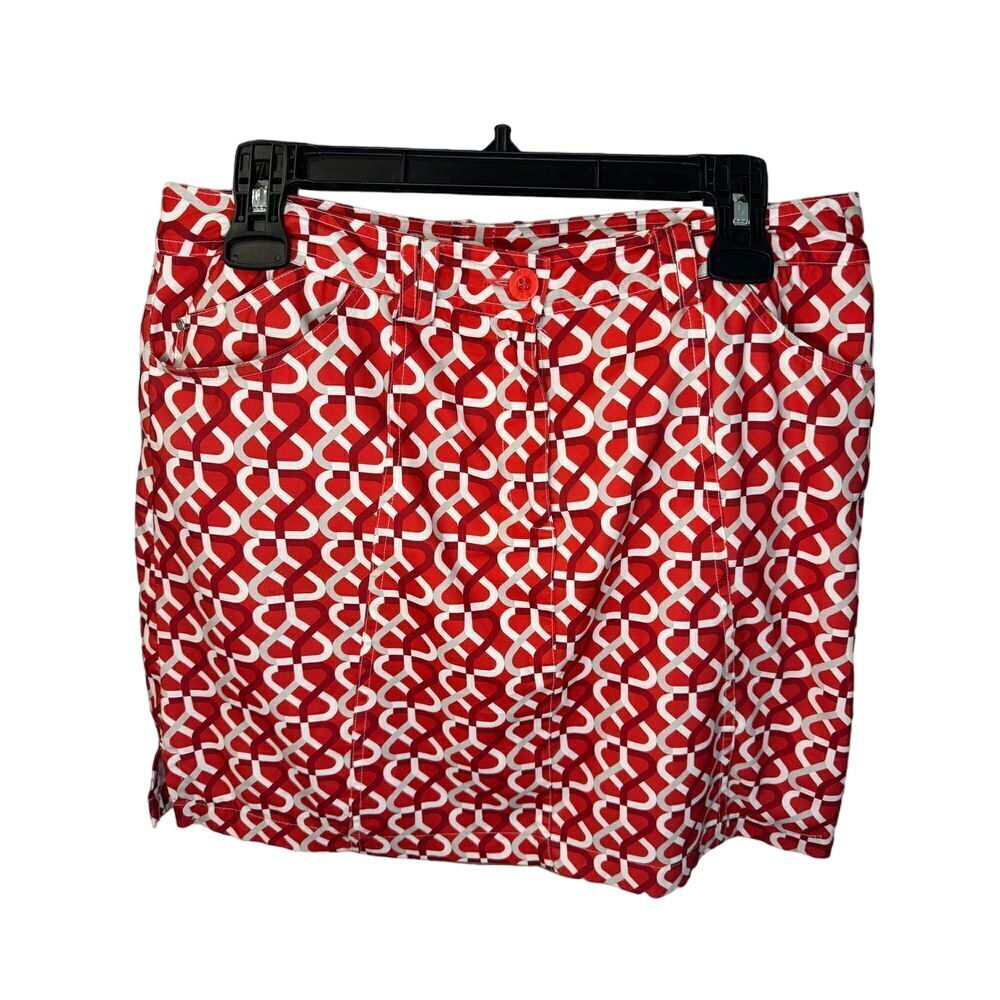 Nivo trendy golf wear Vibrant Red & White Patterned Skorts‎